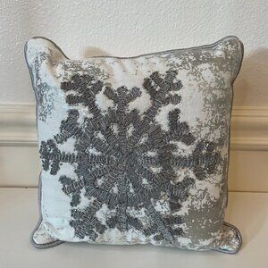 Embroidered Snowflake Accent Pillow
